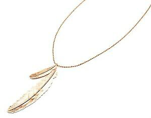 �y���������z�W���G���[�E�A�N�Z�T���[ �W�����v�l�b�N���X�_�u���t�F�U�[�G�X�j�b�N�t�F�U�[�����[�t�S�[���h���[�Y���^��cl1097e * sautoir collier pendentif double plume ethnique relief metal or rose