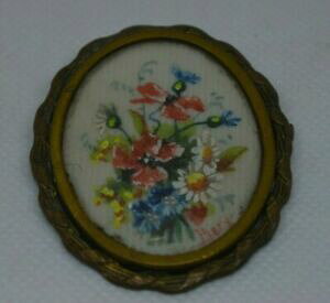 �y���������z�W���G���[�E�A�N�Z�T���[ �s���e�[�u��ancienne broche came decor florale tableau nature morte