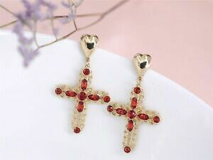 yzWG[EANZT[ COS[fNXNXbh[XlbTXboucles doreilles clous dore croix cisele dentelle rouge renaissance xx24