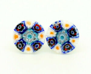 yzWG[EANZT[ [mKX~tBI[xl`Anhmurano verre mince oreilles rose bleu blanc rouge millefiori main venitienne