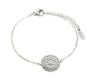 �y���������z�W���G���[�E�A�N�Z�T���[ �`���[�����[�[�A�W�����V���o�[�X�`�[���t�@�C���`�F�[���u���X���b�gbc3309d bracelet fine chaine avec charm rosace ajouree acier argente