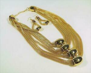 yzWG[EANZT[ p[RA[bVCOZbgt248 plusieurs rangees or perle amp; maille collier amp; earring set