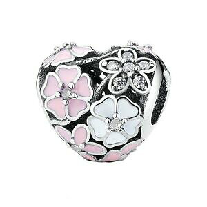 �y���������z�W���G���[�E�A�N�Z�T���[ �n�[�g�`�F���[�t�����[�V���o�[�X�^�[�����O���[���s�A���p�[���u�����b�Npoetic fleurs c?ur cerise fleur 925 argent sterling europeen perle breloque