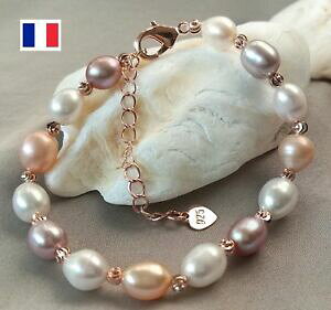 �y���������z�W���G���[�E�A�N�Z�T���[ �o�C�I���b�gbracelet perle de culture ovale naturelle eau douce blancvioletmulticolore m3