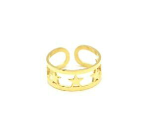 yzWG[EANZT[ }`X^[S[fX`[ChI[vObg483d bague ouverte large avec multi etoiles acier dore