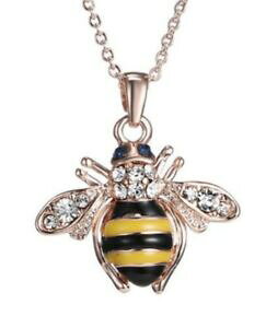 yzWG[EANZT[ ubNCG[r[y_glbNXsNX`[collier pendentif abeille noir et jaune, acier rose