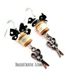 yzWG[EANZT[ IbL[jtHr`T^TgAnhChRtBIVFbgG`FbgfBorecchini forbici sarta sartoria handmade con fiocchetto e rocchetto di