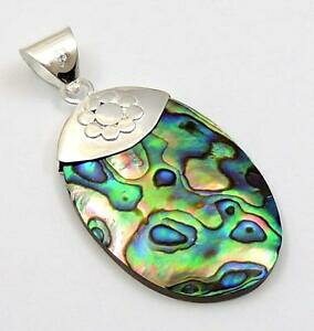 yzWG[EANZT[ i`pEAArVFX^[OVo[I[oWG[natural paua abalone shell 925 sterling silver oval pendant women jewelry sb087