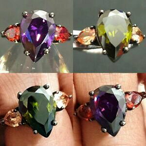 yzWG[EANZT[ OWA[Xp[NOWRlL[rNgvJbvyANX^Oluxe scintillant zircone cubique geometrique triple coupe poire cz cristal bague