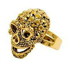 �y���������z�W���G���[�E�A�N�Z�T���[ �o�g���[�E�B���\���X���[���S�[���h�N���X�^���g���S�[���f�������O�V���O���T�C�Y�f�X�w�b�h�i�C��butler et wilson petit or cristal ton dore bague tete de mor