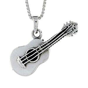 yzWG[EANZT[ Vo[X^[OM^[y_gubNC`C^A`F[{bNXargent sterling guitare 3d pendentif breloque, 18 italien boite chaine