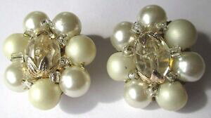 �y���������z�W���G���[�E�A�N�Z�T���[ �C�������O���B���e�[�W�N���b�vboucles doreilles anciennes bijou vintage clip perles blanches translucides 439