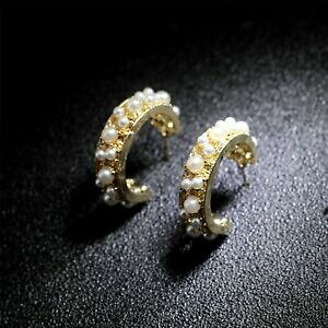 yzWG[EANZT[ COv`NI[S[f~jzCgp[S[hbLboucles doreilles petit creole dore mini fausse perle blanc plaque or 14k m5