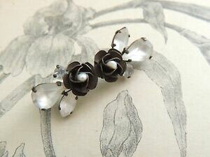 yzWG[EANZT[ CXg[A[fRBe[Wu[`ancienne broche a decor de fleurs et strass art deco bijou vintage