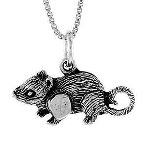 �y���������z�W���G���[�E�A�N�Z�T���[ �V���o�[�X�^�[�����O���b�g�}�E�X�y���_���g�u�����b�N�C�^���A���`�F�[���{�b�N�Xargent sterling rat, souris pendentif breloque, italien boite chaine