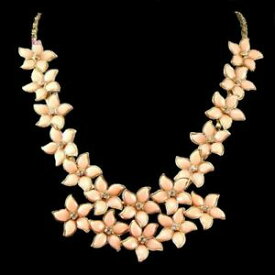 【送料無料】ジュエリー・アクセサリー コーラルゴールドクリスタルクラスターカラーpale corail or amp; cristal ete fleurs fleur grappe col collier imposant