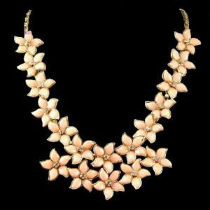yzWG[EANZT[ R[S[hNX^NX^[J[pale corail or amp; cristal ete fleurs fleur grappe col collier imposant