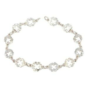 �y���������z�W���G���[�E�A�N�Z�T���[ �V���o�[�X�^�[�����O�I�[�v���N���[�o�[�u�����b�N�u���X���b�g�����N7 argent sterling ouvert trefle feuilles breloque bracelet lien