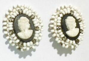 �y���������z�W���G���[�E�A�N�Z�T���[ �C�������O�N���b�v�o�X�gboucles doreille clips ancienne petite perle camee buste femme creation * 3918