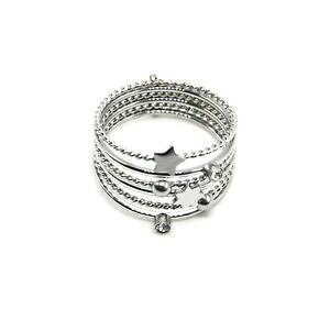 yzWG[EANZT[ g[T[h}`X^[XgXX`[AWObg1134e bague large avec multirangs torsades, etoiles et strass acier arge