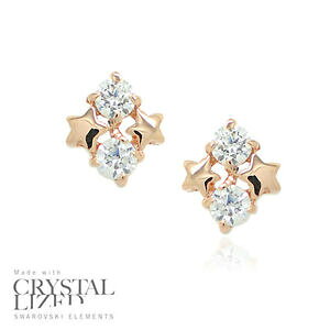 yzWG[EANZT[ cCX^[YXtXL[NX^S[hbLX^bhCOtwin stars swarovski elements crystal 18krgp gold plated bride stud earrings