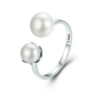 yzWG[EANZT[ OX^[OVo[I[vTCY_up[E[}{[bague 925 argent sterling ouvert taille ajustable double balle femme perle