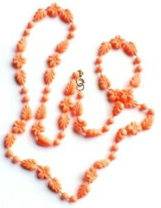 yzWG[EANZT[ Be[WlbNXIWcollier bijou vintage signe sarah cov perle fleur feuille couleur orange 3307