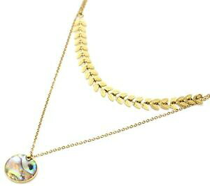 yzWG[EANZT[ S[fX`[EB[gGsXlCN__u`F[lbNXcc3373e collier double chaines avec epis de ble acier dore et medaille nacr