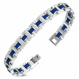 【送料無料】ジュエリー・アクセサリー ゴムステンレススチールパンサーリンクブレスレットbracelet a maillons panthere en acier inoxydable avec caoutchouc bleu 425