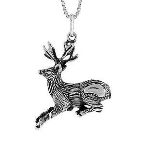 �y���������z�W���G���[�E�A�N�Z�T���[ �V���o�[�X�^�[�����O�y���_���g�u�����b�N�C�^���A���`�F�[���{�b�N�Xargent sterling cerf pendentif breloque, italien boite chaine