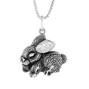 �y���������z�W���G���[�E�A�N�Z�T���[ �V���o�[�X�^�[�����O���r�b�g�y���_���g�u�����b�N�C�^���A���`�F�[���{�b�N�Xargent sterling pendentif lapin breloque, italien boite chaine