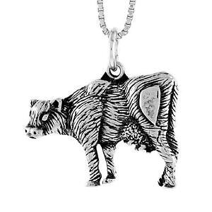 �y���������z�W���G���[�E�A�N�Z�T���[ �V���o�[�X�^�[�����O�J�E�y���_���g�u�����b�N�C�^���A���`�F�[���{�b�N�Xargent sterling vache pendentif breloque, italien boite chaine