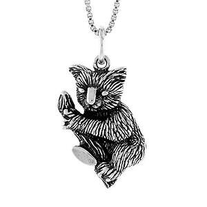 �y���������z�W���G���[�E�A�N�Z�T���[ �V���o�[�X�^�[�����O�R�A���y���_���g�u�����b�N�C�^���A���`�F�[���{�b�N�Xargent sterling koala pendentif breloque, italien boite chaine