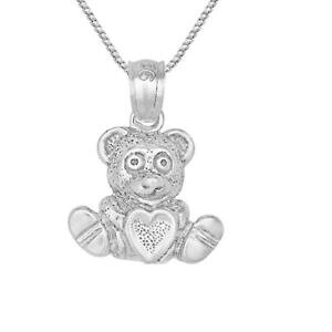 �y���������z�W���G���[�E�A�N�Z�T���[ �V���o�[�X�^�[�����O�x�A�n�[�g�y���_���g�u�����b�N���C�h�C���U�A�����J�{�b�N�Xargent sterling ours contenant coeur 3d pendentif breloque,fait aux usa,boite