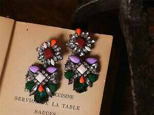 �y���������z�W���G���[�E�A�N�Z�T���[ �C�������O�I�����W�C�u�j���Oboucles doreilles grosse fleur multicolore verte orange soiree cadeau x4