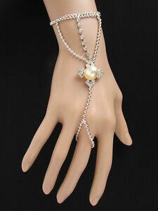 �y���������z�W���G���[�E�A�N�Z�T���[ �V���o�[�u���X���b�g���^���`�F�[�����C���N���X�u�����b�N�X���[�u�����O�p�[��femme bracelet argent metal chaine main croix breloque esclave bague perle