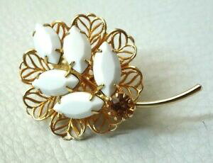�y���������z�W���G���[�E�A�N�Z�T���[ �u���[�`���C���X�g�[���S�[���h�g�[���t�����[�u���[�`tres belle broche dore strass fleurs goldtone flower brooch neuf tres beau
