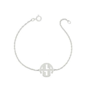 yzWG[EANZT[ X^[OVo[p[\iCYCjVubNmOuXbgNpersonnalise 3 initiales bloc monogramme bracelet lien en 925 argent sterling