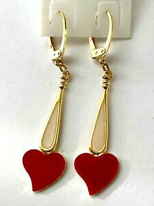 yzWG[EANZT[ x[VbNn[gbhS[fGixboucle doreille tres chic coeur rouge dore email neuf etiquete 4,9cm