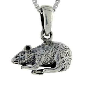 �y���������z�W���G���[�E�A�N�Z�T���[ �V���o�[�X�^�[�����O���b�g�}�E�X�y���_���g�u�����b�N�C�^���A���`�F�[���{�b�N�Xargent sterling rat, souris 3d pendentif breloque, italien boite chaine