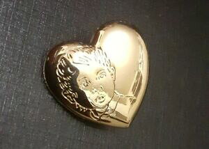 �y���������z�W���G���[�E�A�N�Z�T���[ �n�[�g�u���[�`���B���e�[�Wbroche coeur portrait enfant grave metal dore signe vintage xxeme