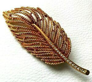 yzWG[EANZT[ ubVbNXCXg[[tS[hg[S[WXu[`sgrande broche luxe feuille dore strass leaf goldtone gorgeous brooch pin neuf