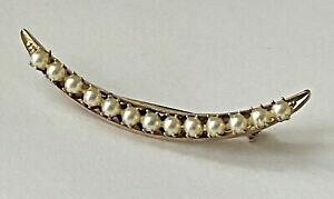 �y���������z�W���G���[�E�A�N�Z�T���[ ���B���e�[�W�S�[���h�r�[�Ybroche vintage dore fausse perle la ligne courbe 5,1cm comme neuf