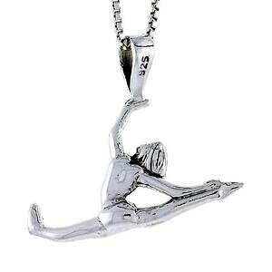 �y���������z�W���G���[�E�A�N�Z�T���[ �V���o�[�X�^�[�����O�y���_���g�u�����b�N�C���`�C�^���A���`�F�[���{�b�N�Xargent sterling gymnaste 3d pendentif breloque, 18 italien boite chaine