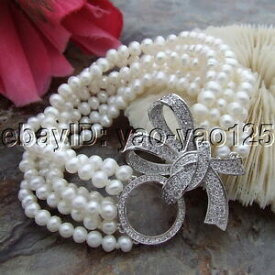【送料無料】ジュエリー・アクセサリー ストランドフレッシュウォーターホワイトパールブレスレットクラスプバレンタインデー8 6 strands freshwater white pearl bracelet cz clasp valentines day gift