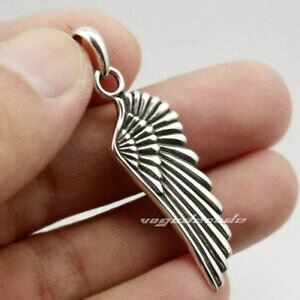 �y���������z�W���G���[�E�A�N�Z�T���[ �X�^�[�����O�V���o�[�G���W�F���o�[�h�E�B���O�`���[��handmade 925 sterling silver angel bird wing feather charm pendant gift 8a011d