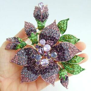 �y���������z�W���G���[�E�A�N�Z�T���[ �S�[�W���X�p�[�v�����C���X�g�[���N���X�^���I�[�L�b�h�t�����[�u���[�`�s��55 gorgeous purple rhinestone crystal orchid flower brooch pin pendant 04759c8