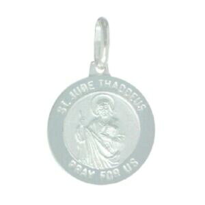 �y���������z�W���G���[�E�A�N�Z�T���[ �V���o�[�X�^�[�����O�T���W���[�h�y���_���g�u�����b�N�C�^���A�C���`�`�F�[��argent sterling saint jude pendentif breloque, fabrique en italie, 18 chaine