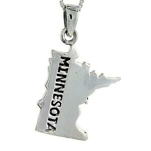 yzWG[EANZT[ Vo[X^[O~l\^J[hy_gubNC^A{bNXargent sterling minnesota etat carte pendentif breloque,18 italien box
