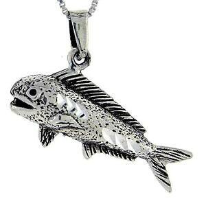 �y���������z�W���G���[�E�A�N�Z�T���[ �V���o�[�X�^�[�����O�}�q�t�B�b�V���y���_���g�u�����b�N�C���`�C�^���A���`�F�[���{�b�N�Xargent sterling mahi poisson pendentif breloque, 18 italien boite chaine